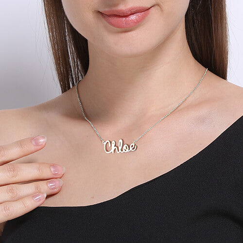 Carrie Name Necklace Cursive Style 925 Sterling Silver