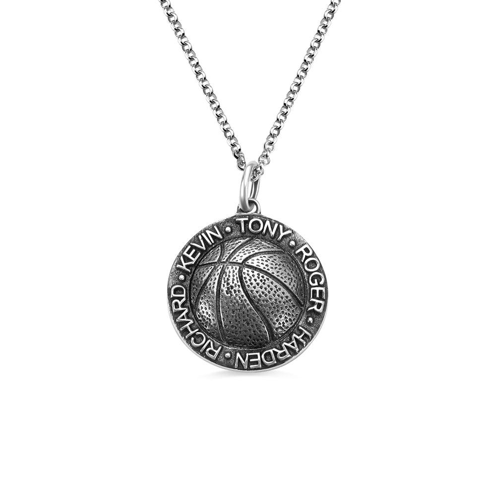 Basketball Necklace with Names 925 Silver