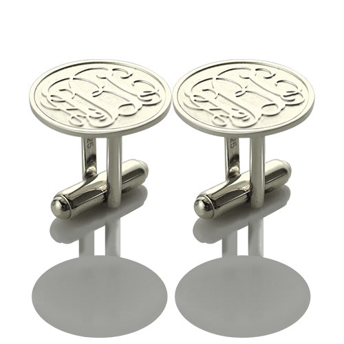 Engraved Cufflinks with Monogram 925 Sterling Silver