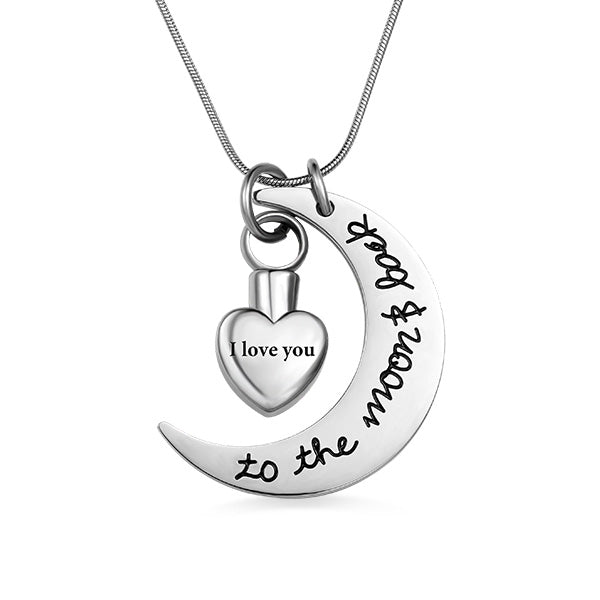 Love You To The Moon & Back Urn Necklace For Ashes Pesonalized