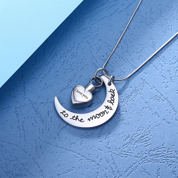 Love You To The Moon & Back Urn Necklace For Ashes Pesonalized